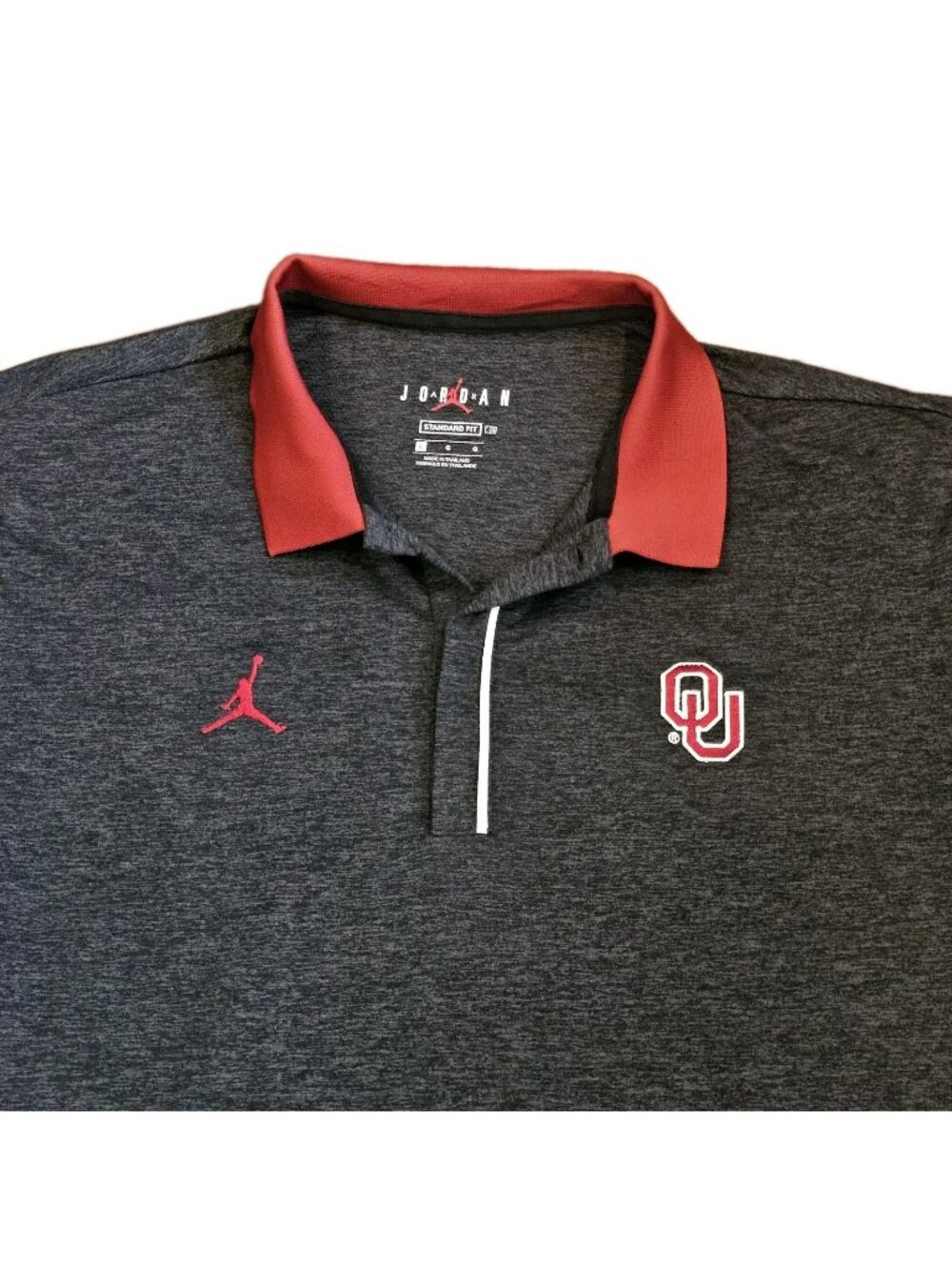 Air Jordan Oklahoma Sooners OU Polo Shirt Dark Gray Red Men's Size Large